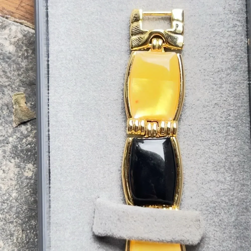 Vintage 80s Retro ORYX Black/Mustard Gold Tone Women’s Watch New Battery NIB